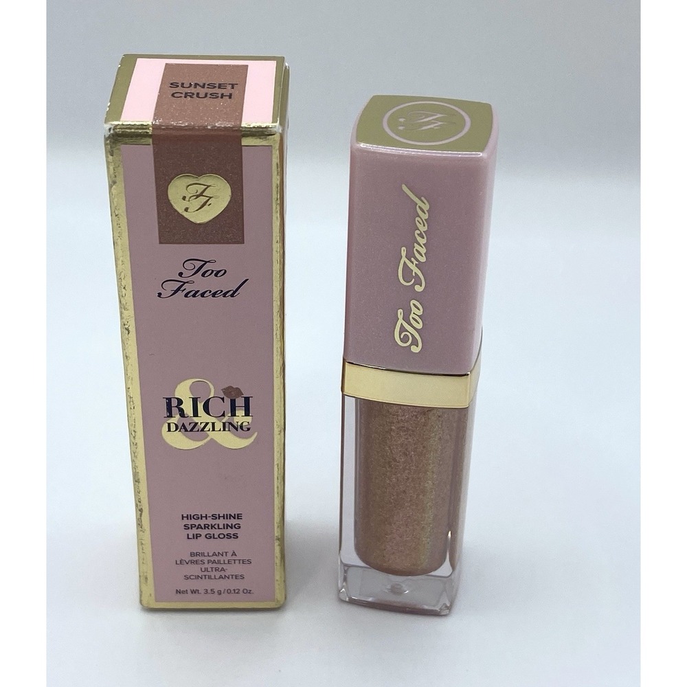 TOO FACED Rich Dazzling SUNSET CRUSH High Shine Sparkling Lip Gloss Mini‎ NIB - Picture 3 of 7